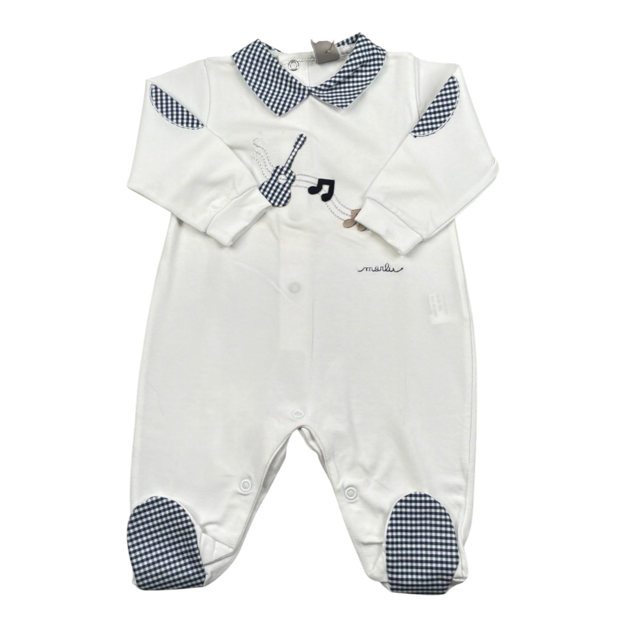 Marlu' Tutina Tinta Unita con Fantasia A Quadri per Neonata EC5914 BIANCO MARLU' 