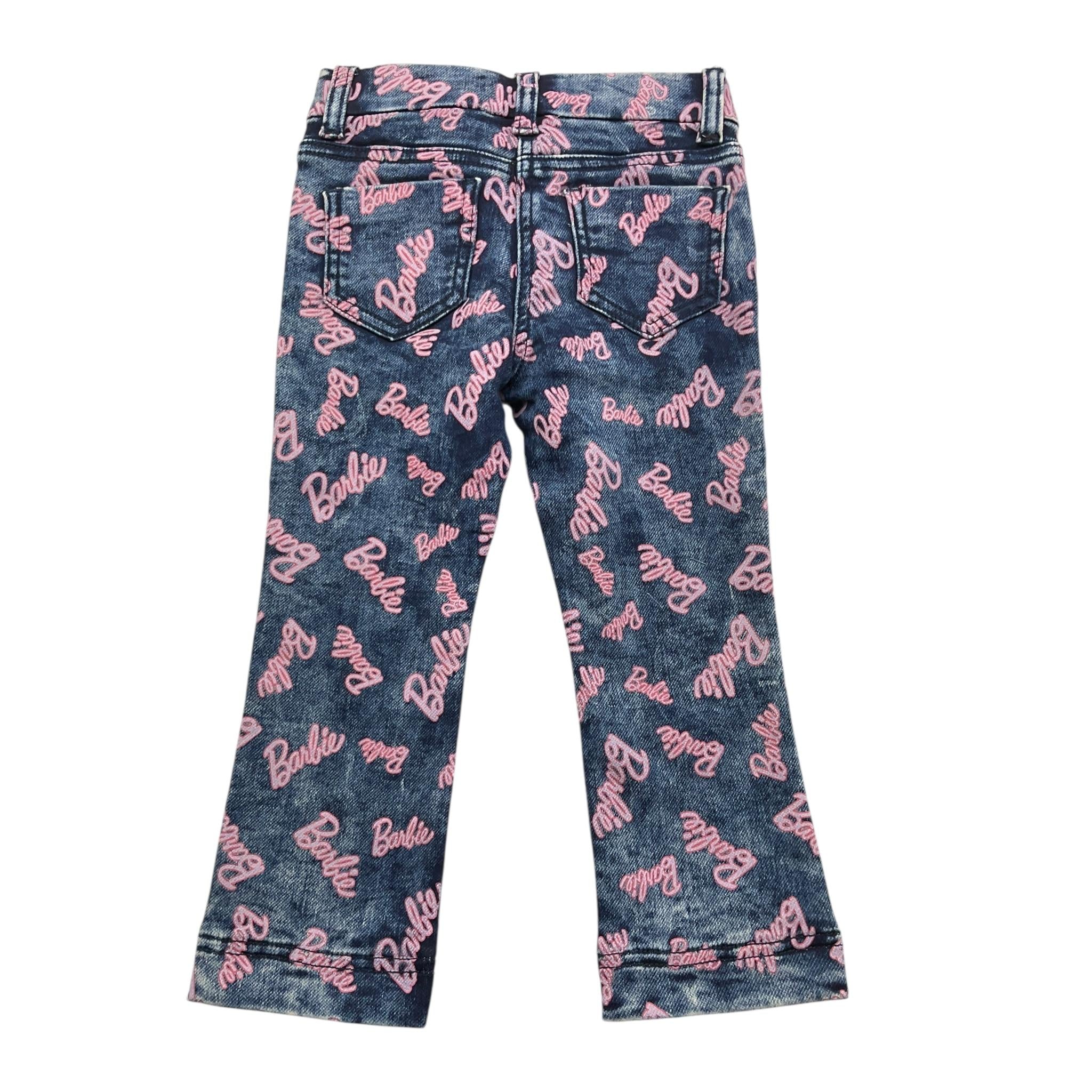 Monnalisa Jeans Tinta Unita con Stampa Barbie per Bambina 19D430 BLU MONNALISA 