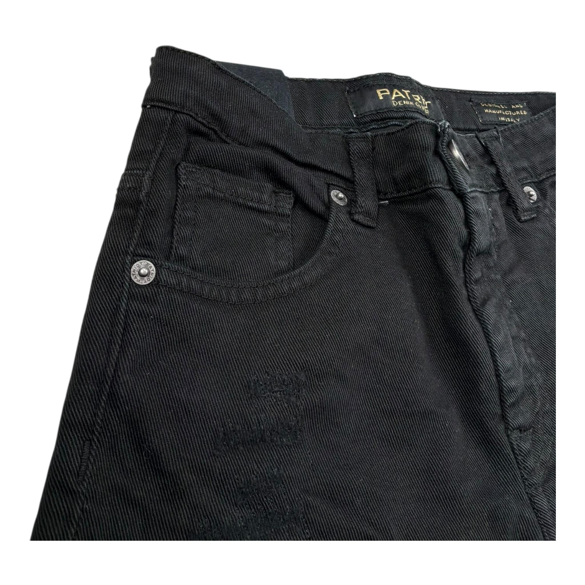 Patriot Bermuda In Denim Tinta Unita con Girovita Regolabile per Bambino PBC1429 NERO PATRIOT 