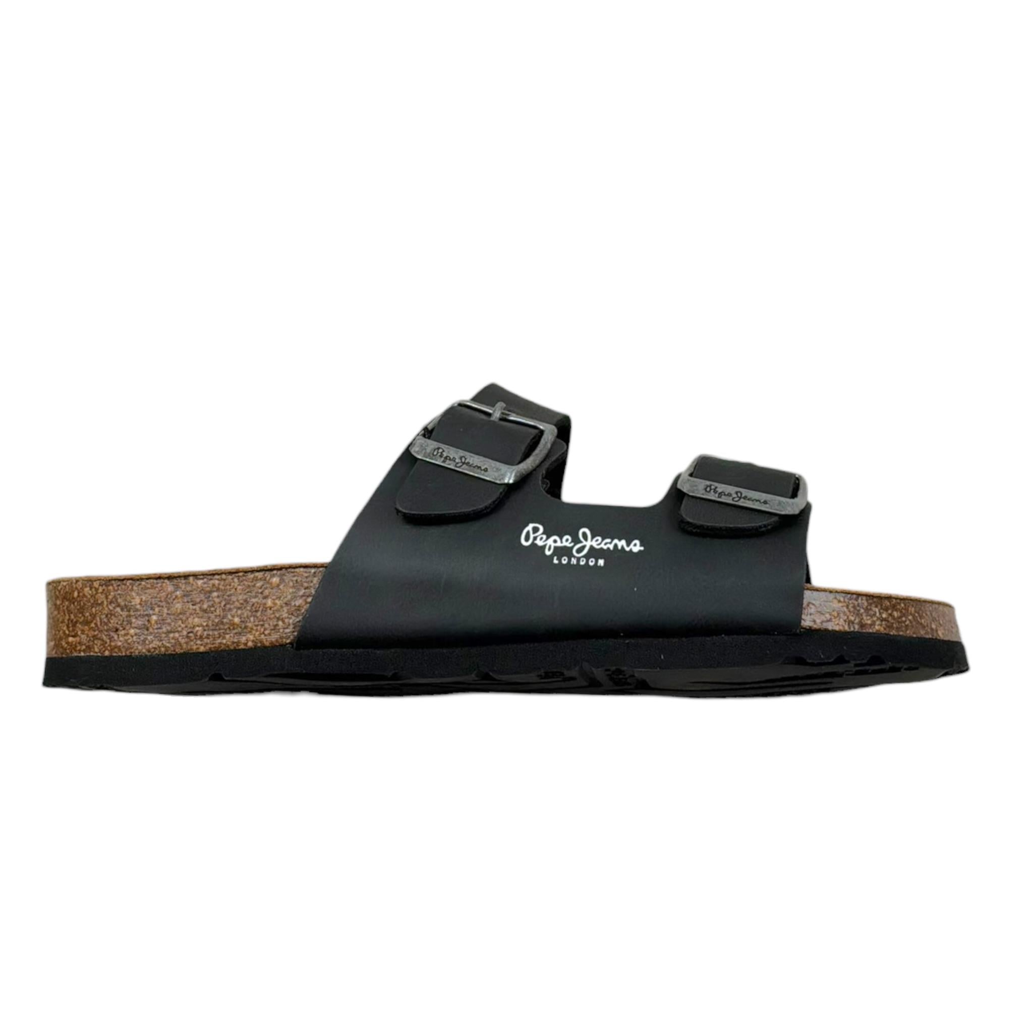 Pepe Feamo Ciabatta Tinta Unita con Stampa per Bambino PBS90054 NERO PEPE JEANS 