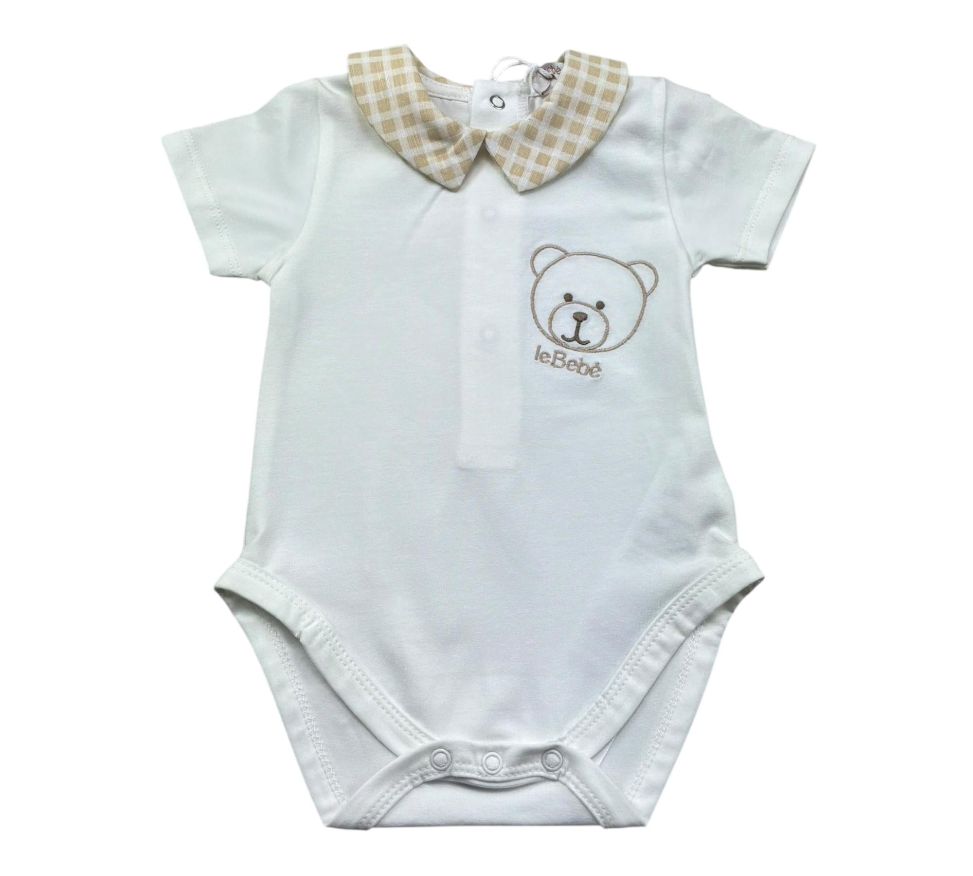 Le Bebe Body Mezza Manica Tinta Unita con Colletto per Neonato LBB5279 BIANCO LE BEBE 