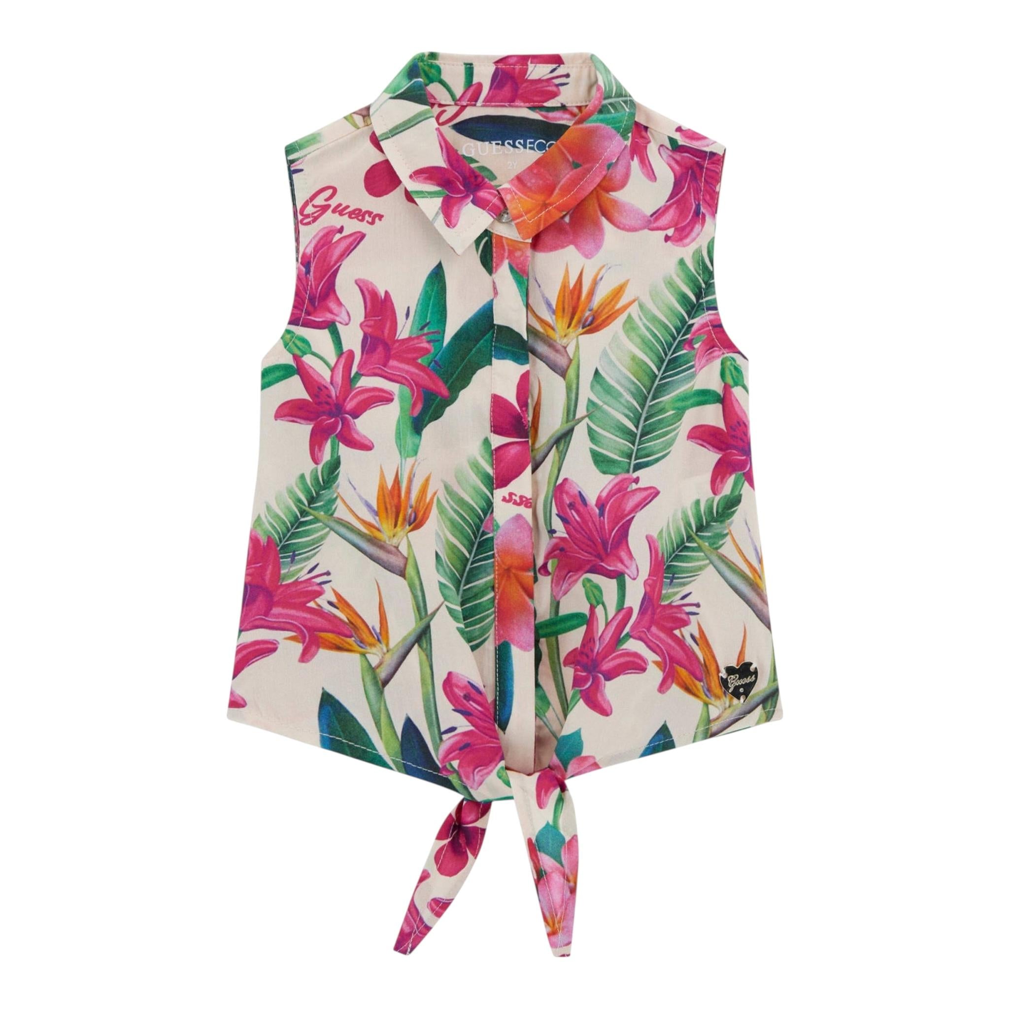 Guess Camicia Giromanica Tinta Unita con Stampa Fiori per Neonata K5GH00WG5S2 BEIGE GUESS 