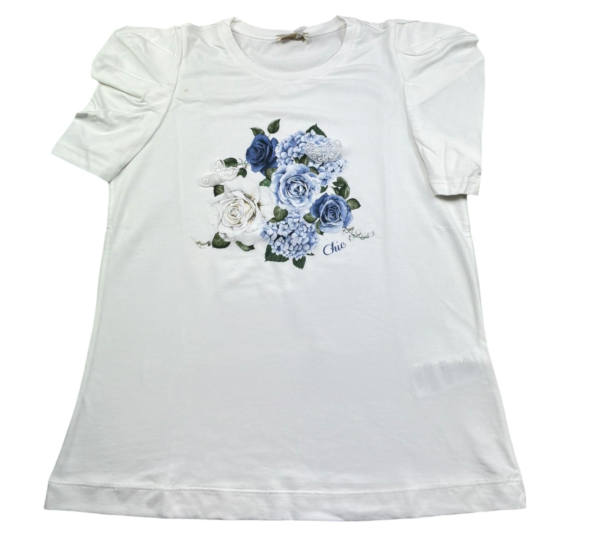 Monnalisa T-Shirt Girocollo Tinta Unita con Stampa per Bambina 717607SG BIANCO MONNALISA 