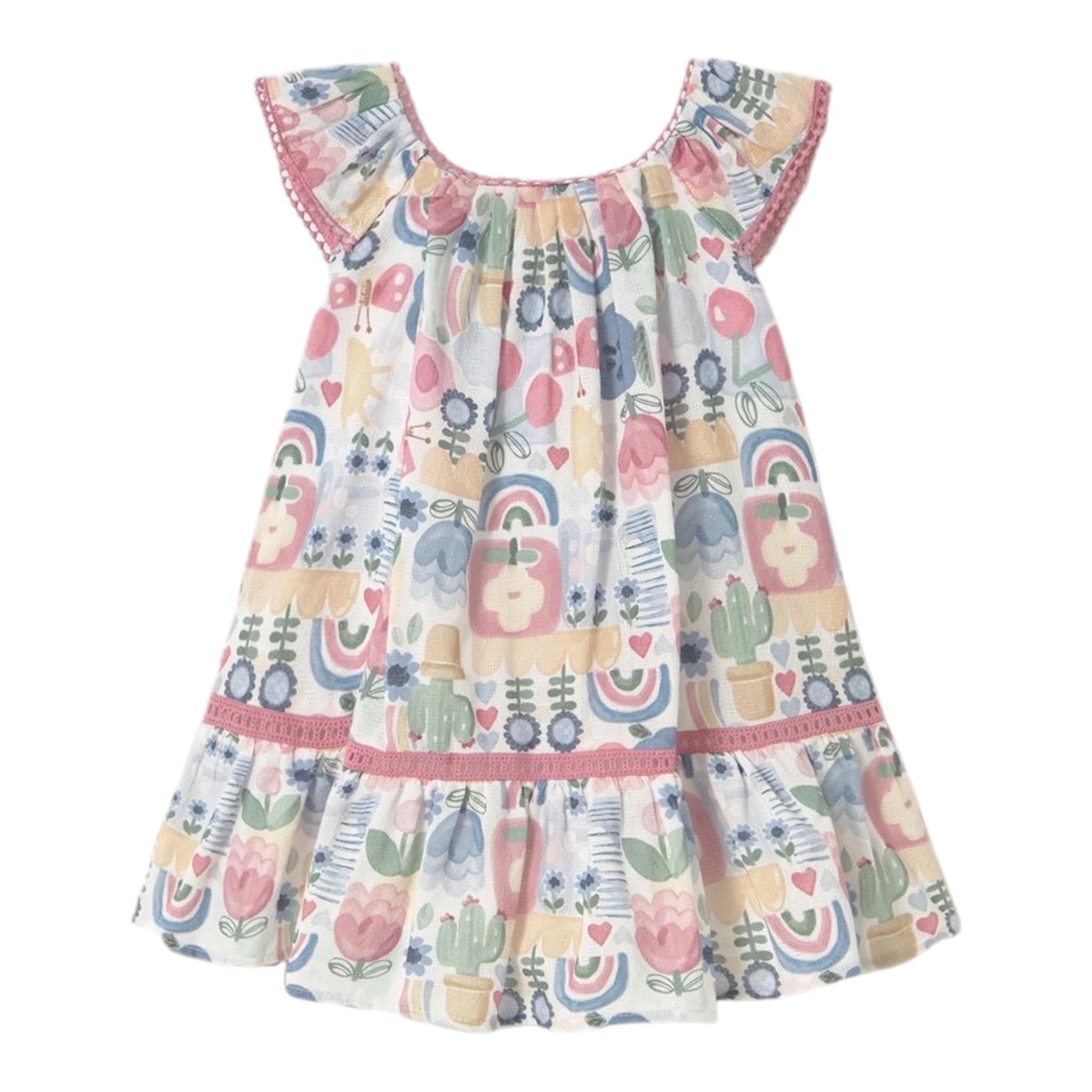 Mayoral Abito Giromanica Tinta Unita con Stampe per Neonata 1917 BIANCO MAYORAL 