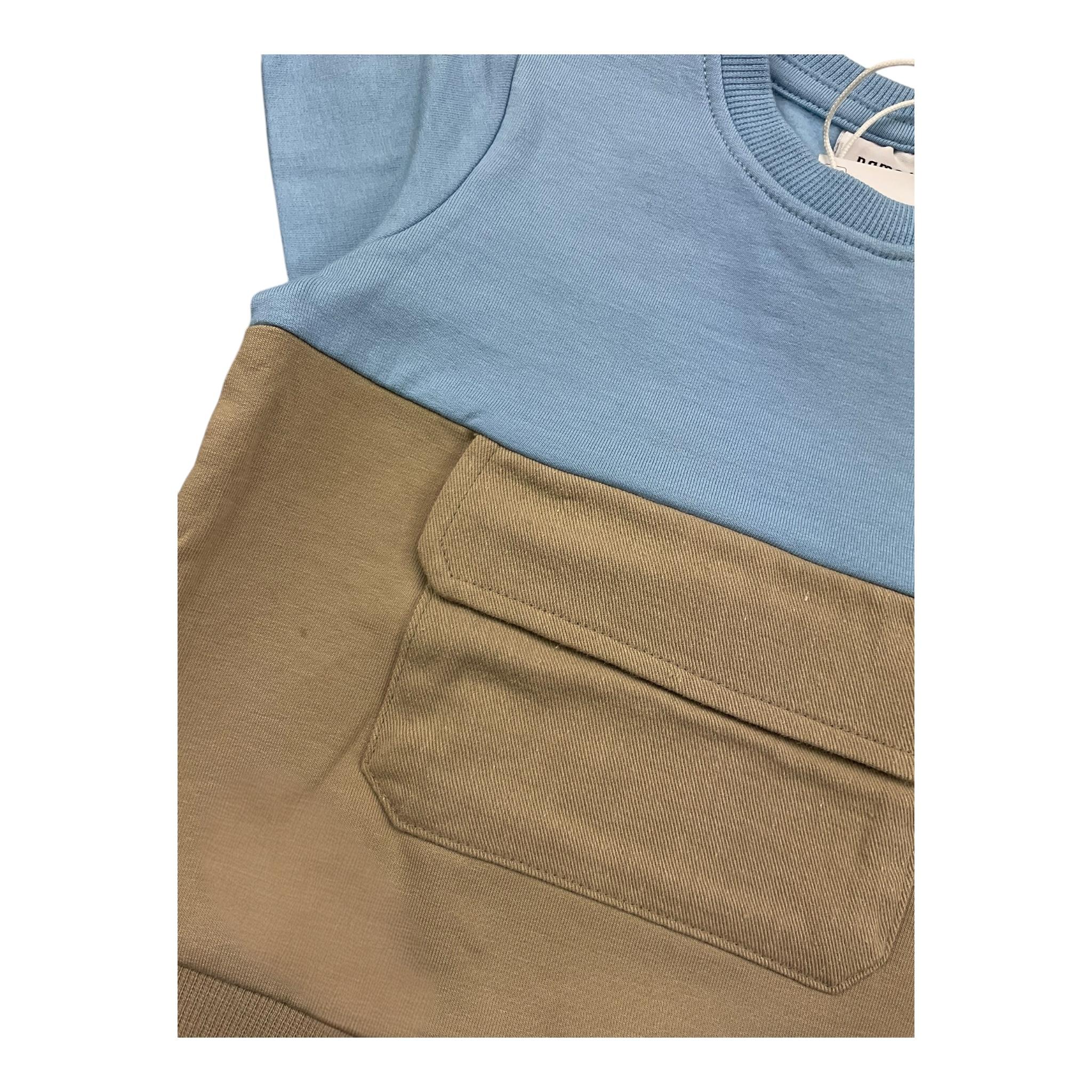 NAME.IT felpa chiusa bicolore girocollo con tasca Azzurro/beige per Neonato 13236280 AZZURRO/BEIGE NAME.IT 