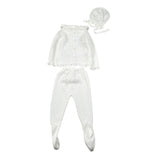 Juliana Completo 3 Pezzi Maglia-Ghettina-Cappello Bianco per Neonata 25036 BIANCO JULIANA 