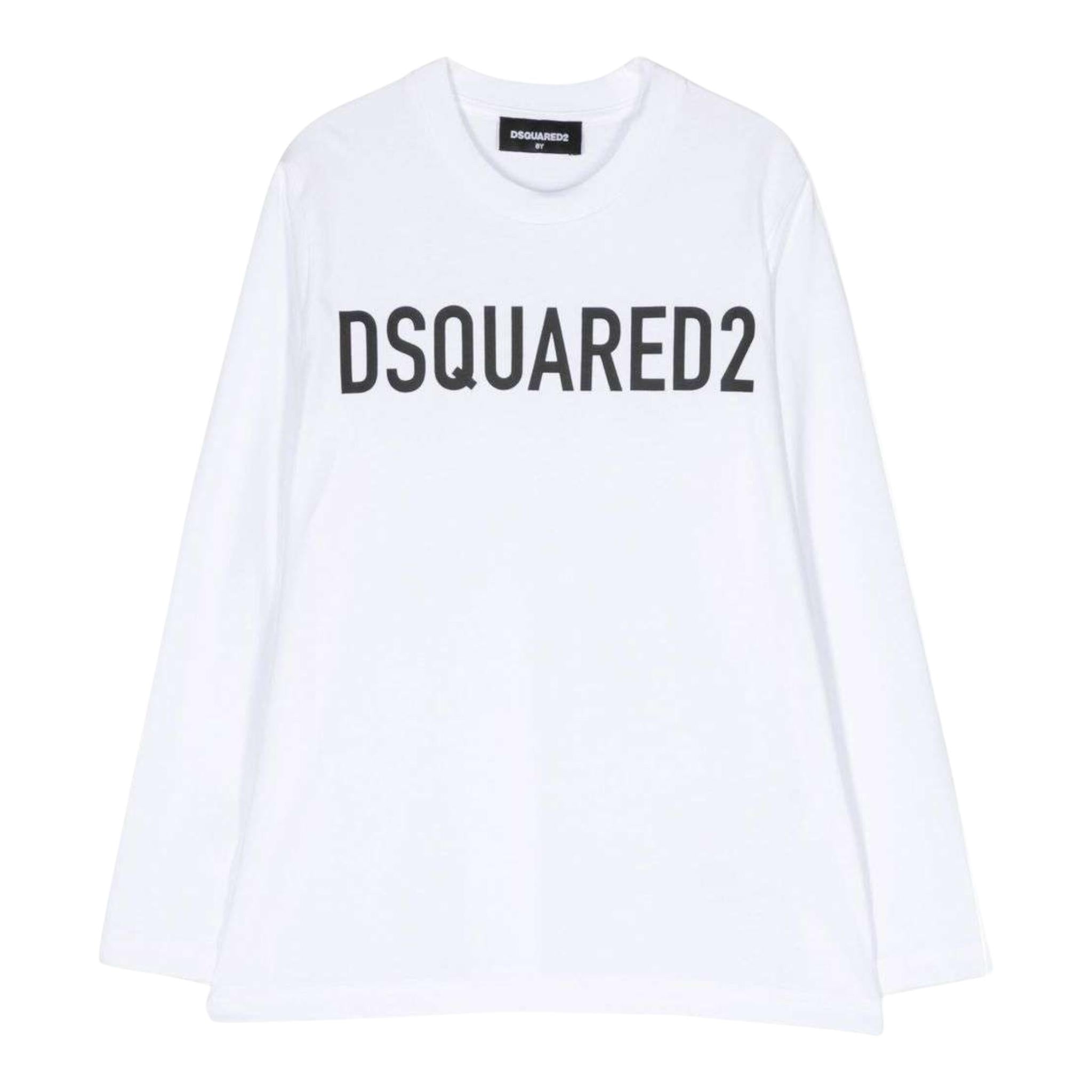 DSQUARED2 shirt girocollo tinta unita cn logo Bianco per Bambino DQ1478 BIANCO DSQUARED2 