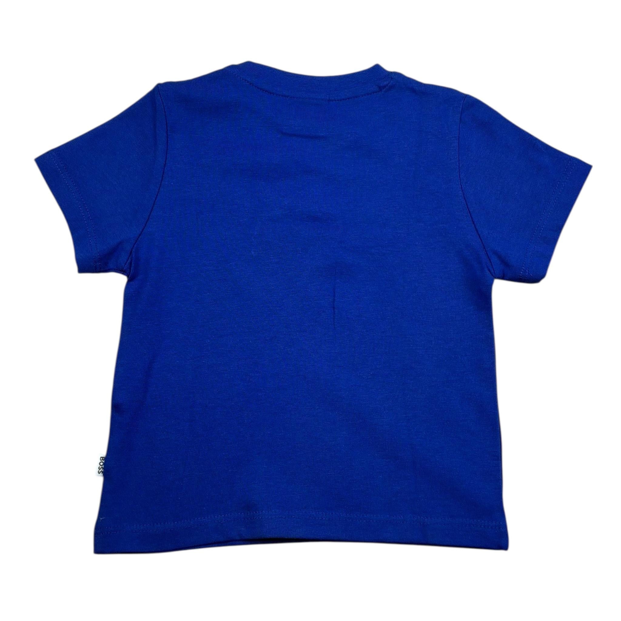 Boss T-Shirt Girocollo Tinta Unita con Stampa per Neonato J05101 BLU BOSS 