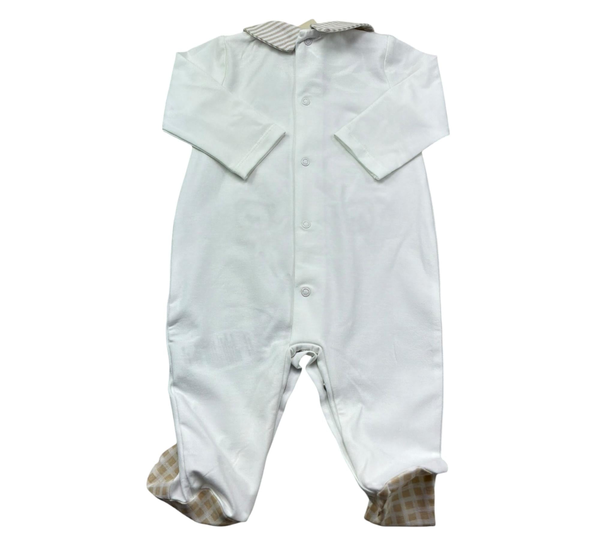 Le Bebe Tutina Manica Lunga Tinta Unita con Ricami per Neonato LBB5277 BIANCO LE BEBE 