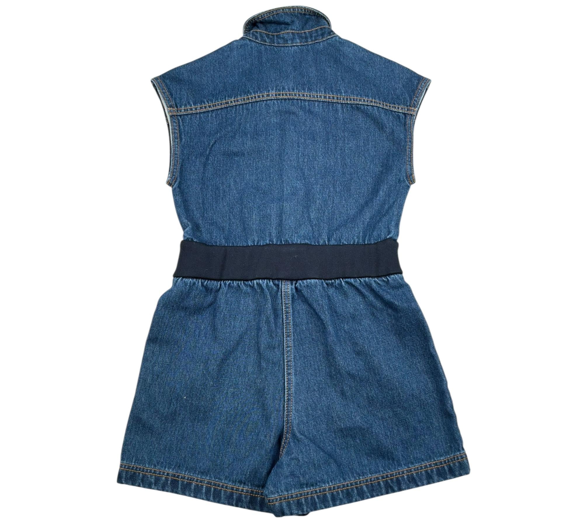 Moschino Tuta Intera Mezza Giromanica In Denim Tinta Unita per Bambina HDT00J BLU MOSCHINO 