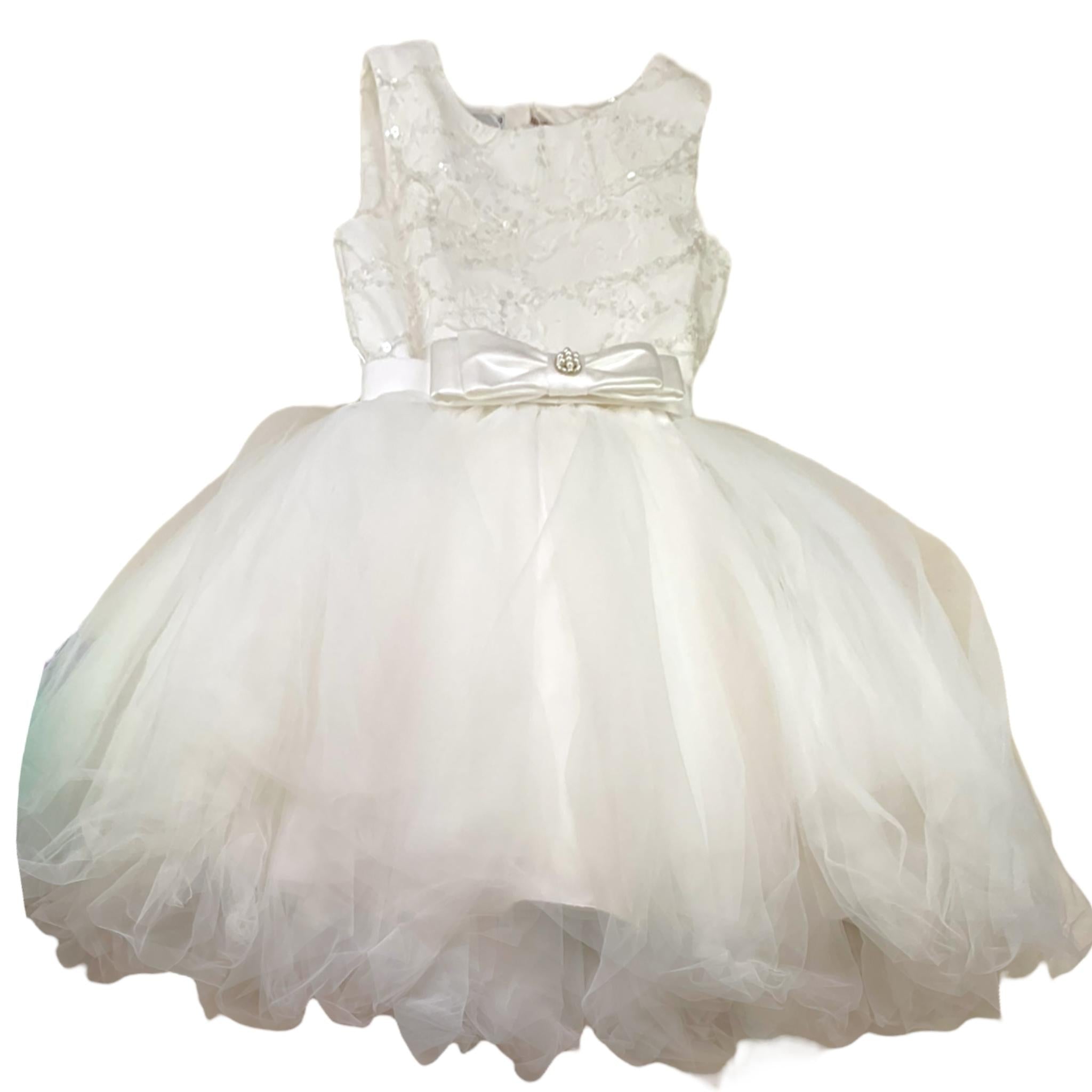 Gai Mattiolo Abito Cerimonia con Applicazioni Tinta Unita per Bambina GM150135A BIANCO GAI MATTIOLO 