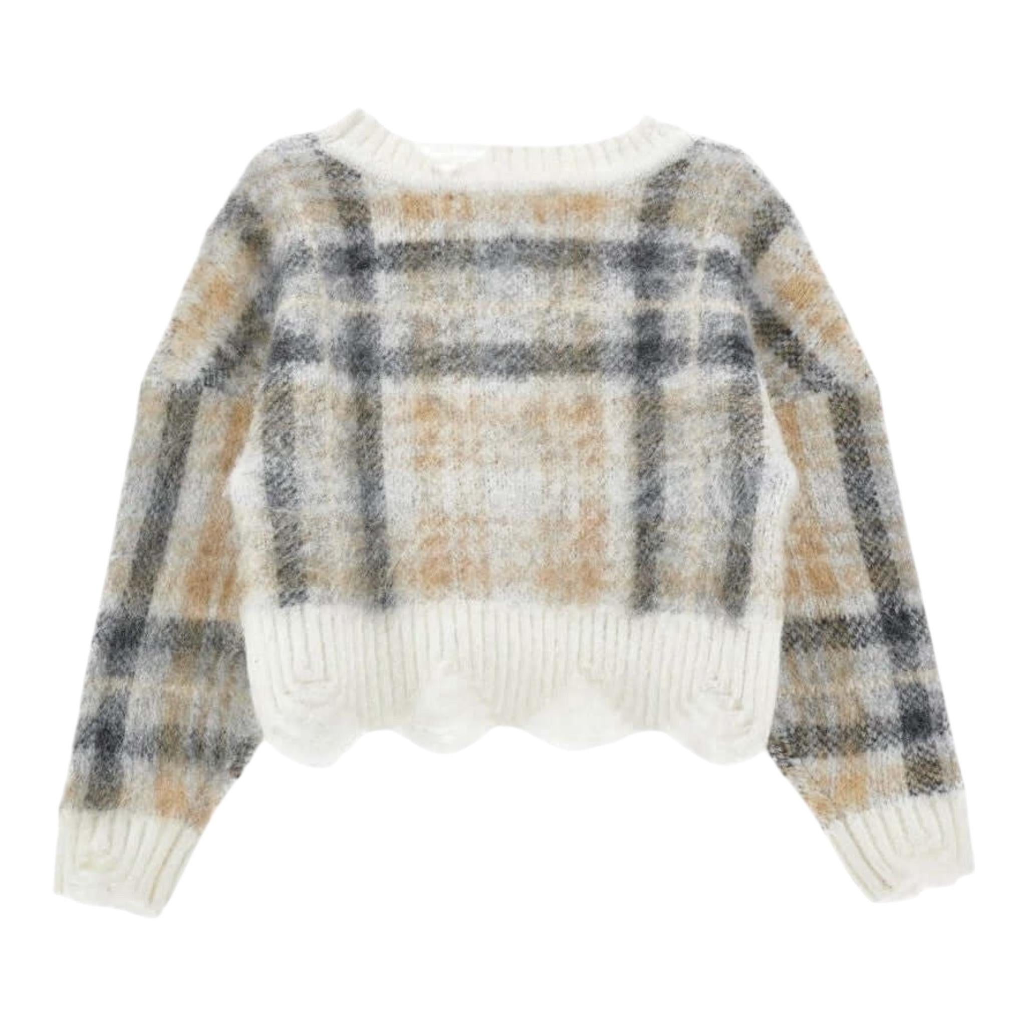 MONNALISA maglia tinta unita con fantasia a quadri Bianco per Bambina 17D601 BIANCO MONNALISA 