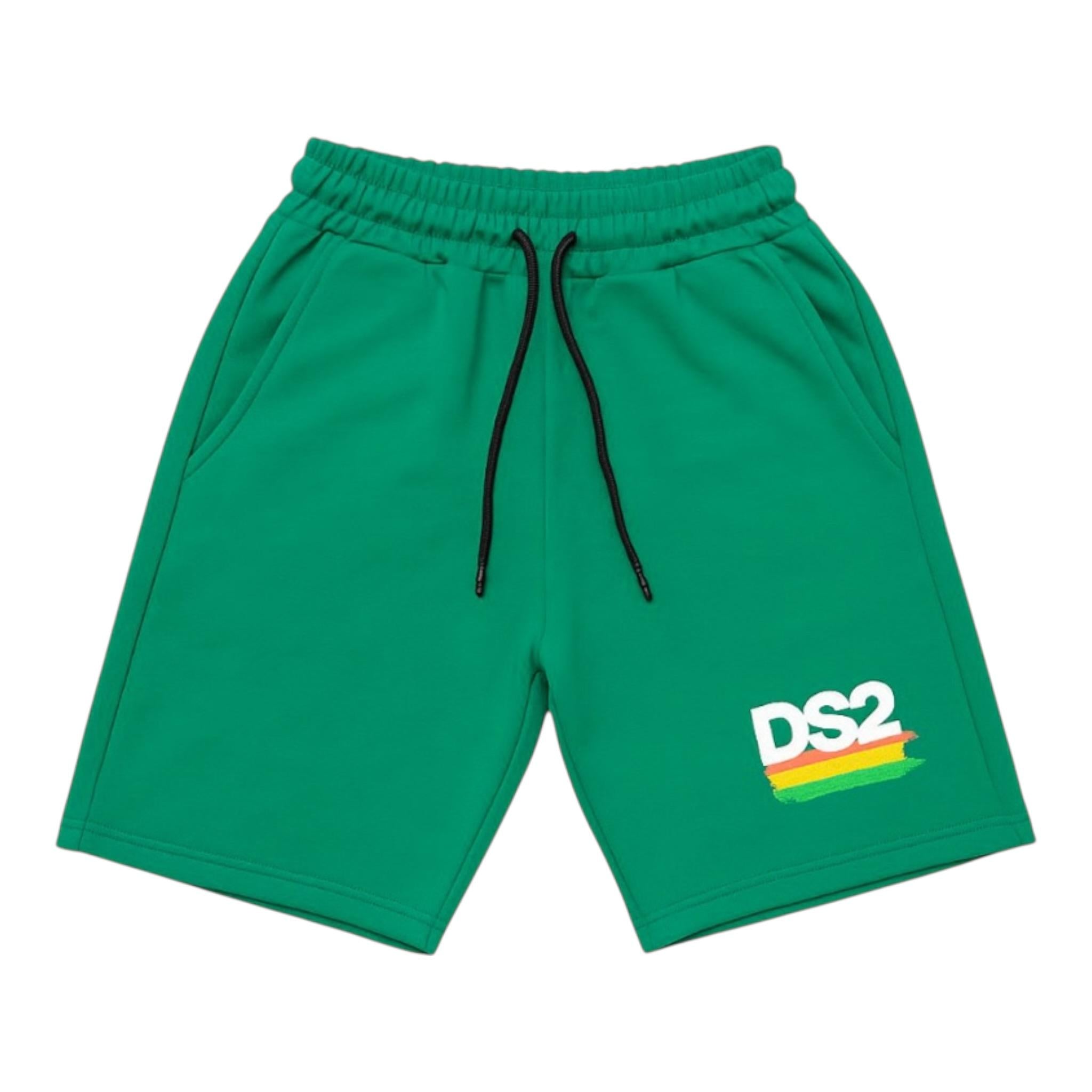 Dropseason2 Bermuda In Tuta Tinta Unita con Stampa per Bambino SS25K070 VERDE DROPSEASON2 