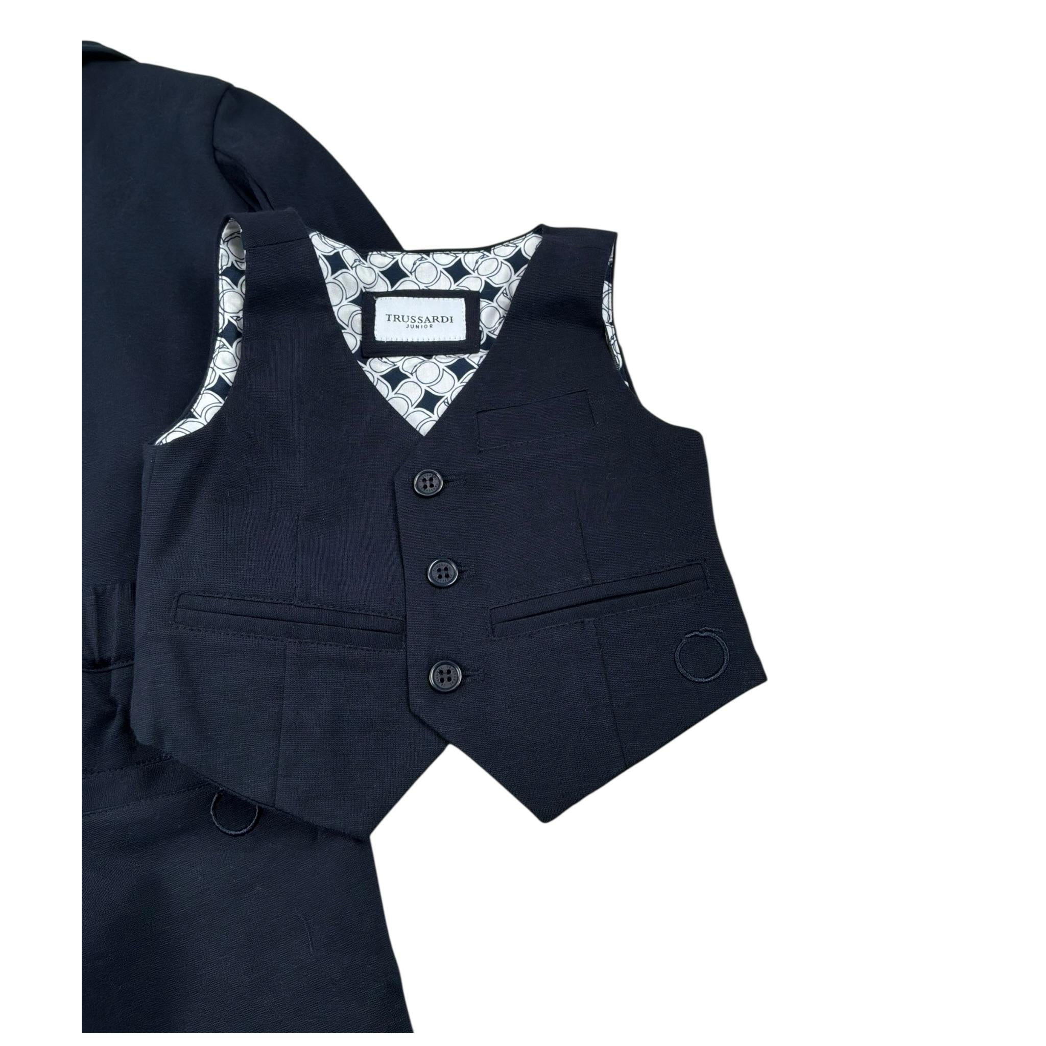 Trussardi Completo 3 Pezzi Giacca-Gilet-Pantalone Tinta Unita per Neonato TIP25063GC BLU TRUSSARDI 