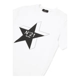 N°21 t-shirt girocollo tinta unita con logo Bianco per Bambino N21952 BIANCO N°21 