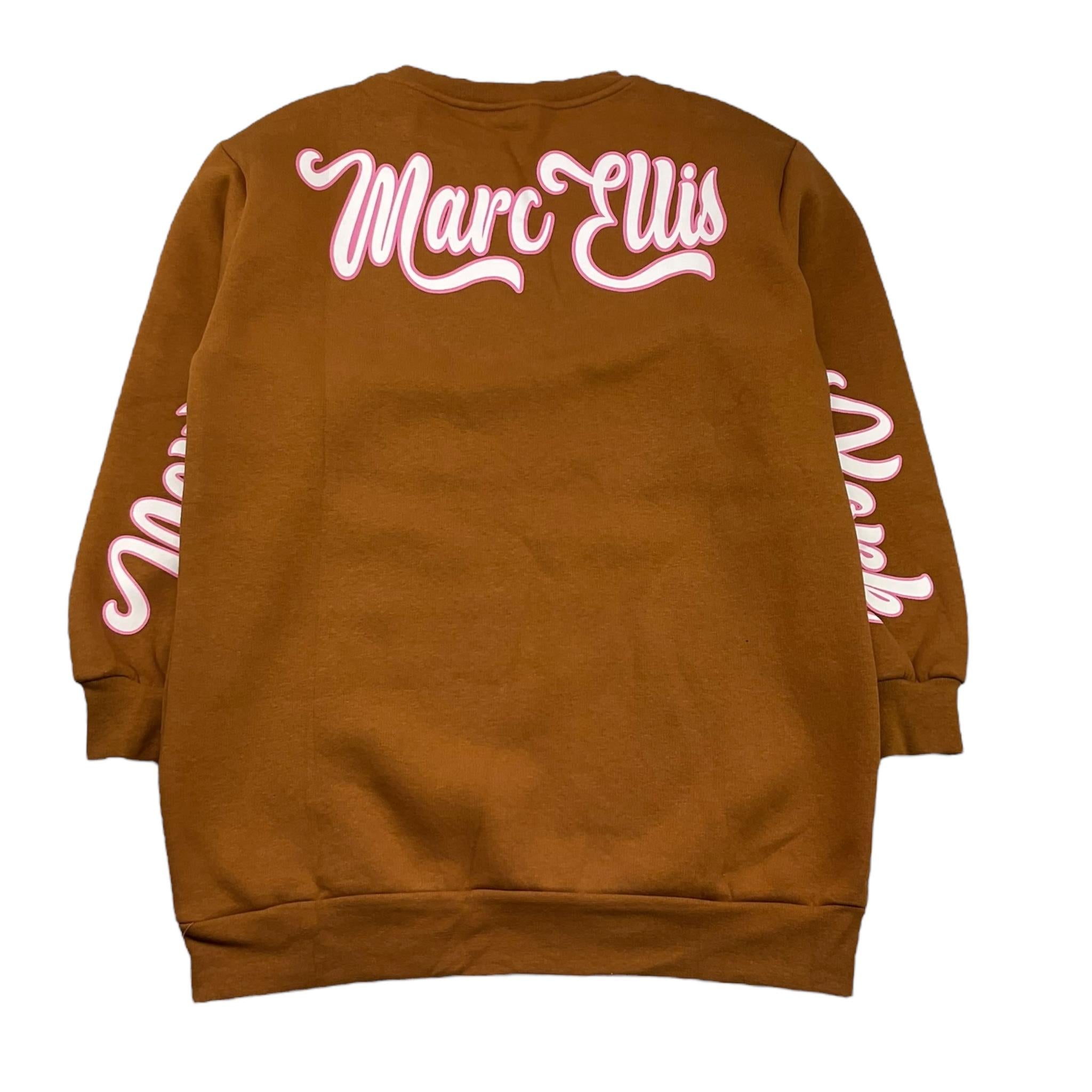 MARC ELLIS maxi felpa tinta unita girocollo con stampe Marrone per Bambina JMJMX00270 MARRONE MARC ELLIS 