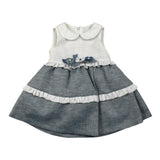 Ambaraba Abito Giromanica Bicolore con Applicazioni per Neonata 211 BIANCO/BLU AMBARABA 