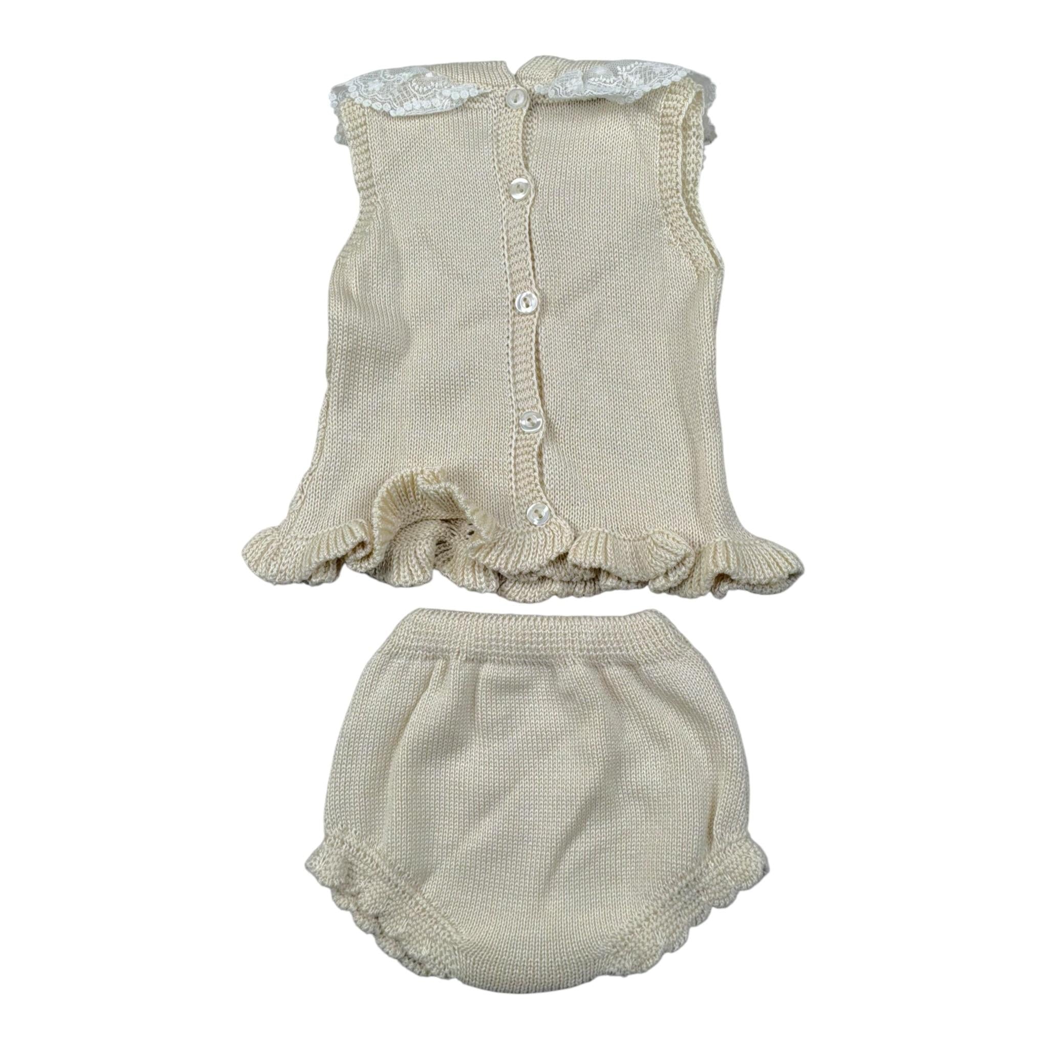 Juliana Completo 2 Pezzi Maglia-Culotte tinta unita Beige per Neonata 25075X BEIGE JULIANA 