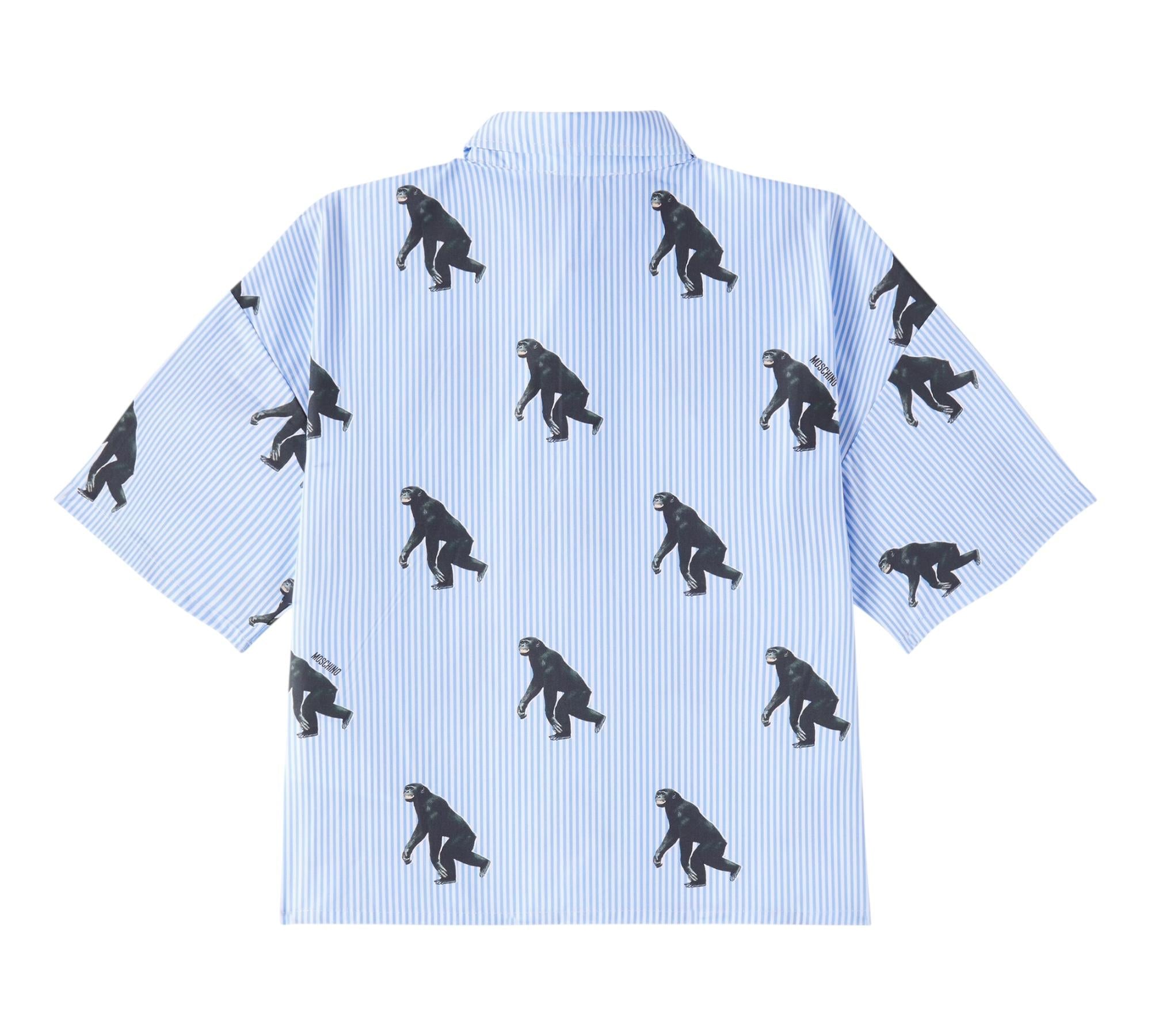 Moschino Camicia Mezza Manica Fantasia A Righe per Bambino HUC01L AZZURRO MOSCHINO 