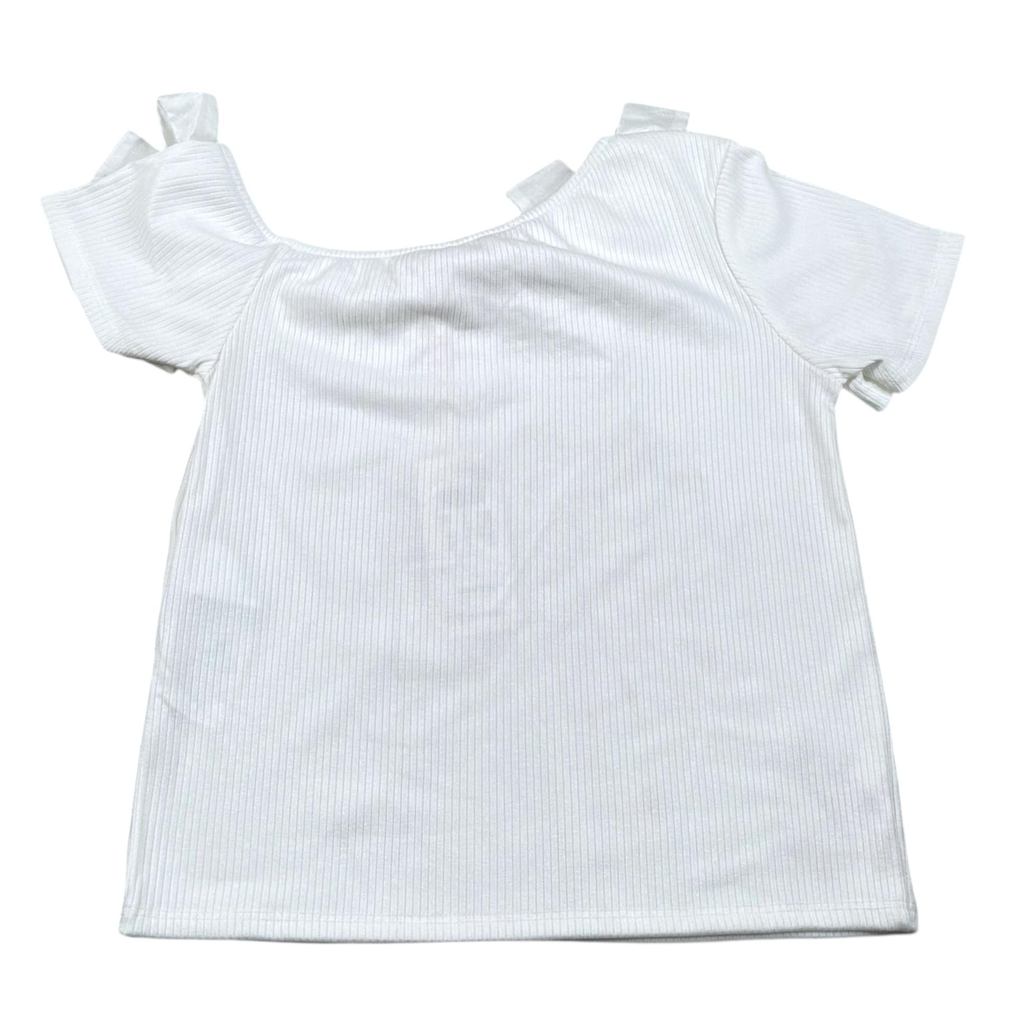 Please T-Shirt Tinta Unita con Applicazioni per Bambina MB32070G73 BIANCO PLEASE 