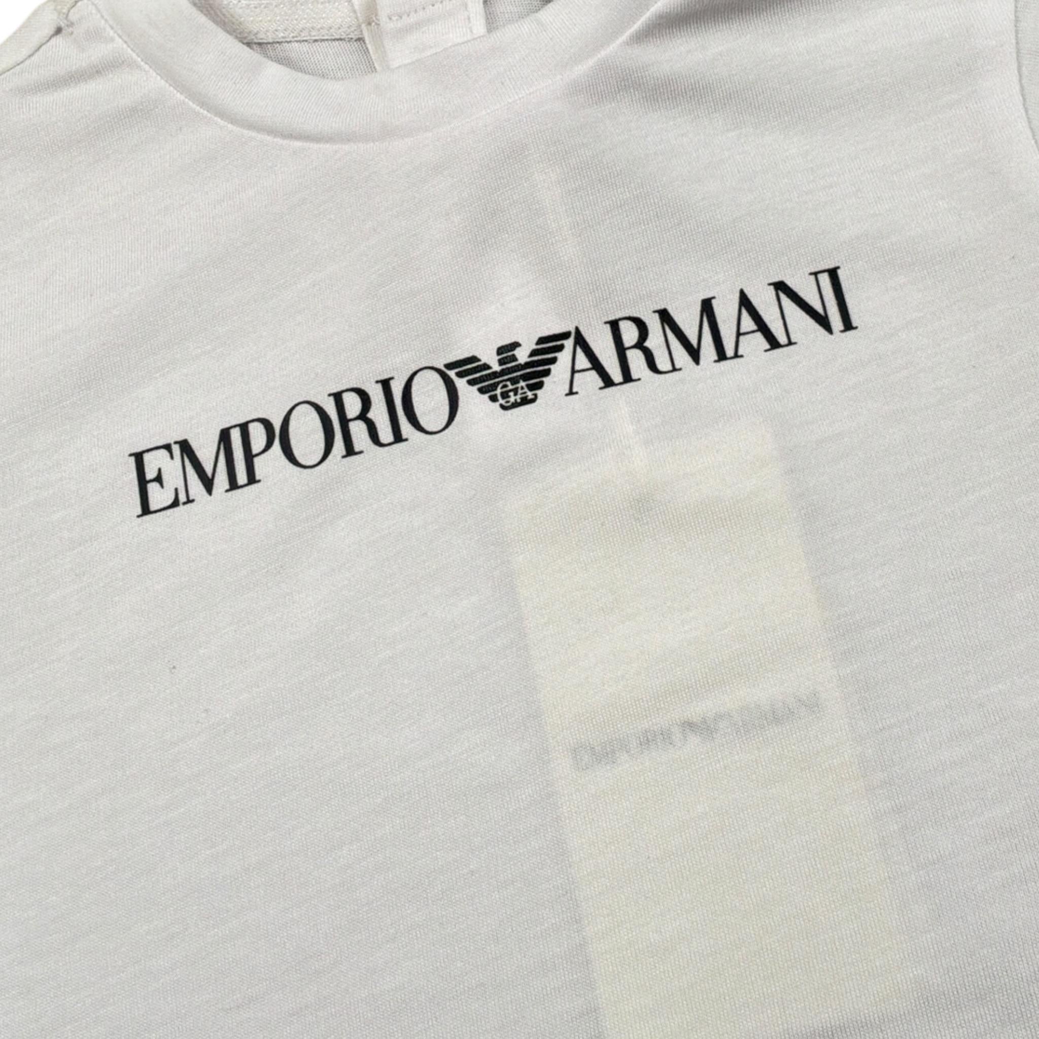 Emporio Armani T-Shirt tinta unita con Stampa Bianco per Neonato 8NHTN5 BIANCO EMPORIO ARMANI 