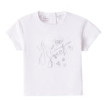 Minibanda T-Shirt Girocollo Tinta Unita con Brillantini per Neonata 0B211 BIANCO MINIBANDA 
