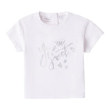 Minibanda T-Shirt Girocollo Tinta Unita con Brillantini per Neonata 0B211 BIANCO MINIBANDA 