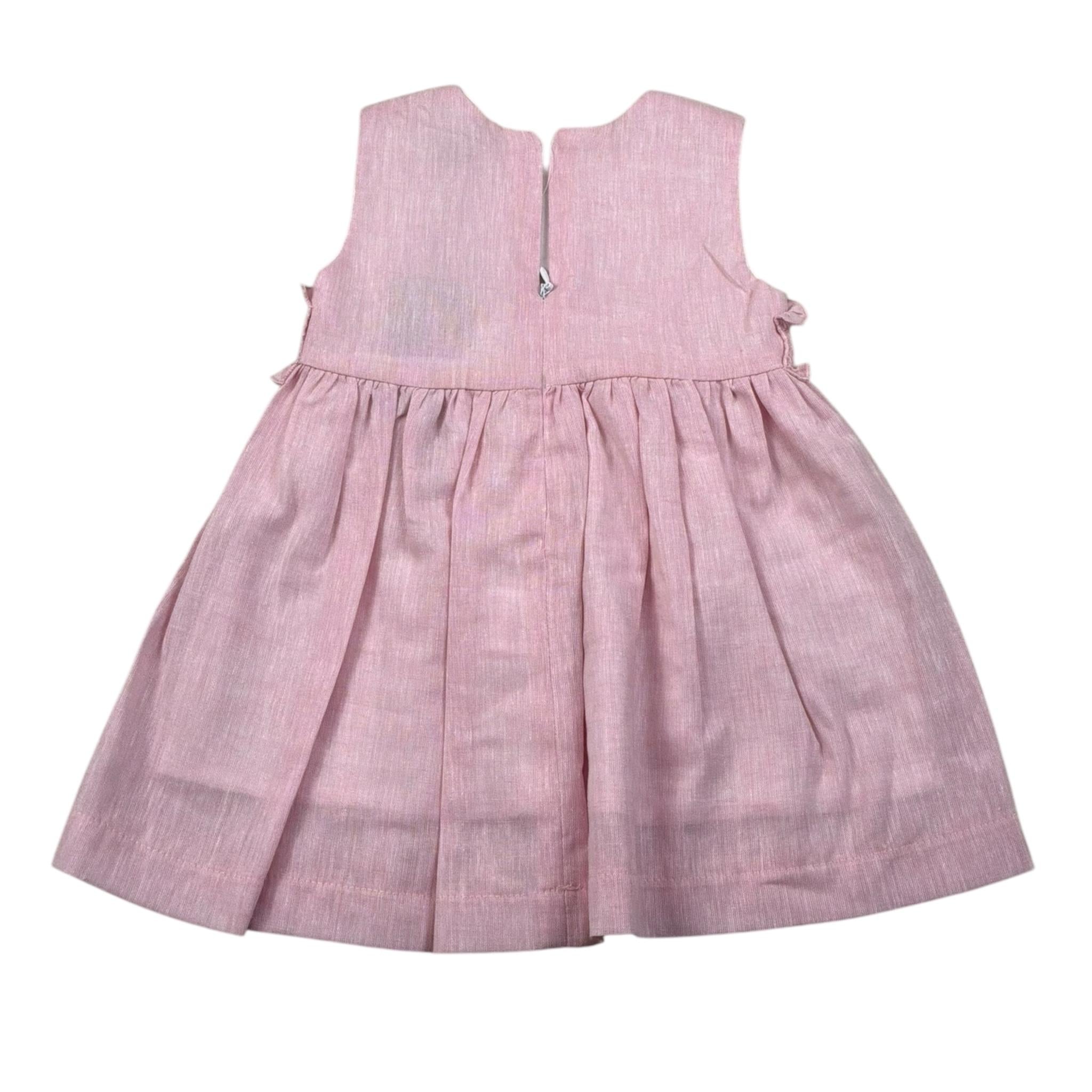 J.O. Milano Abito Giromanica Tinta Unita con Ricami per Neonata 572E2 ROSA J.O. MILANO 