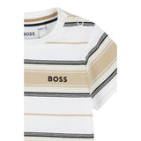 Boss T-Shirt Girocollo Fantasia A Righe per Neonato J52116 BIANCO BOSS 