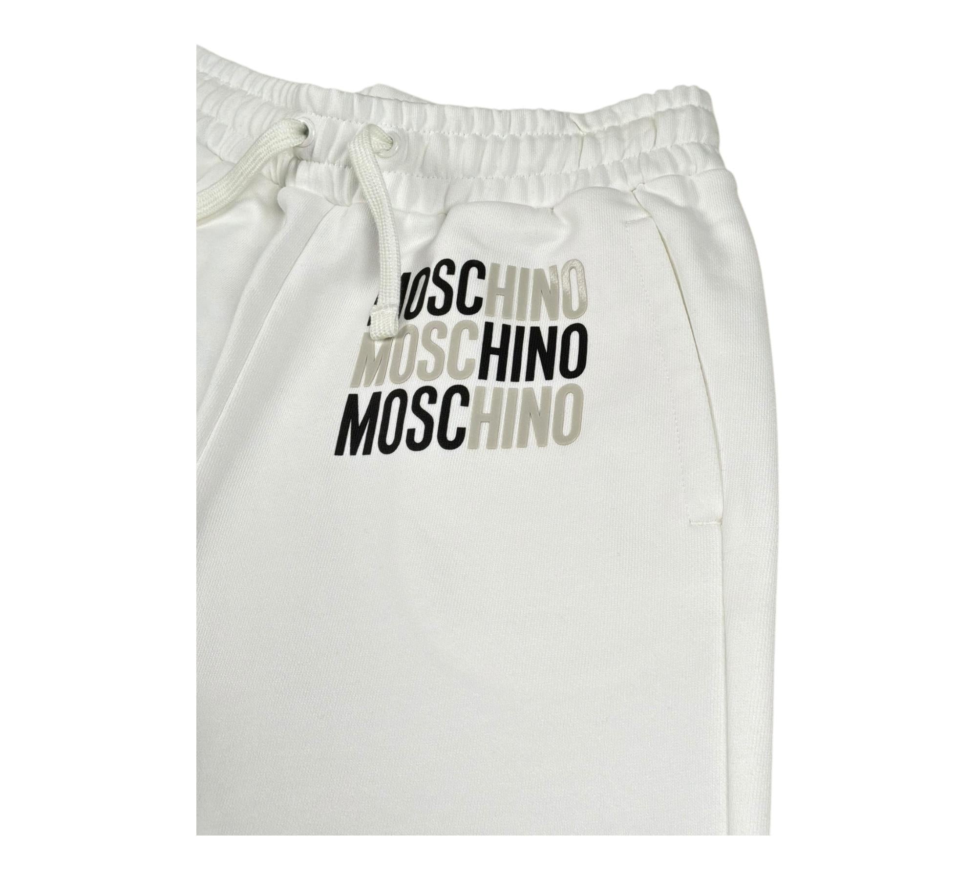 Moschino Pantalone Tuta Tinta Unita con Logo per Bambino HMP07C BIANCO MOSCHINO 