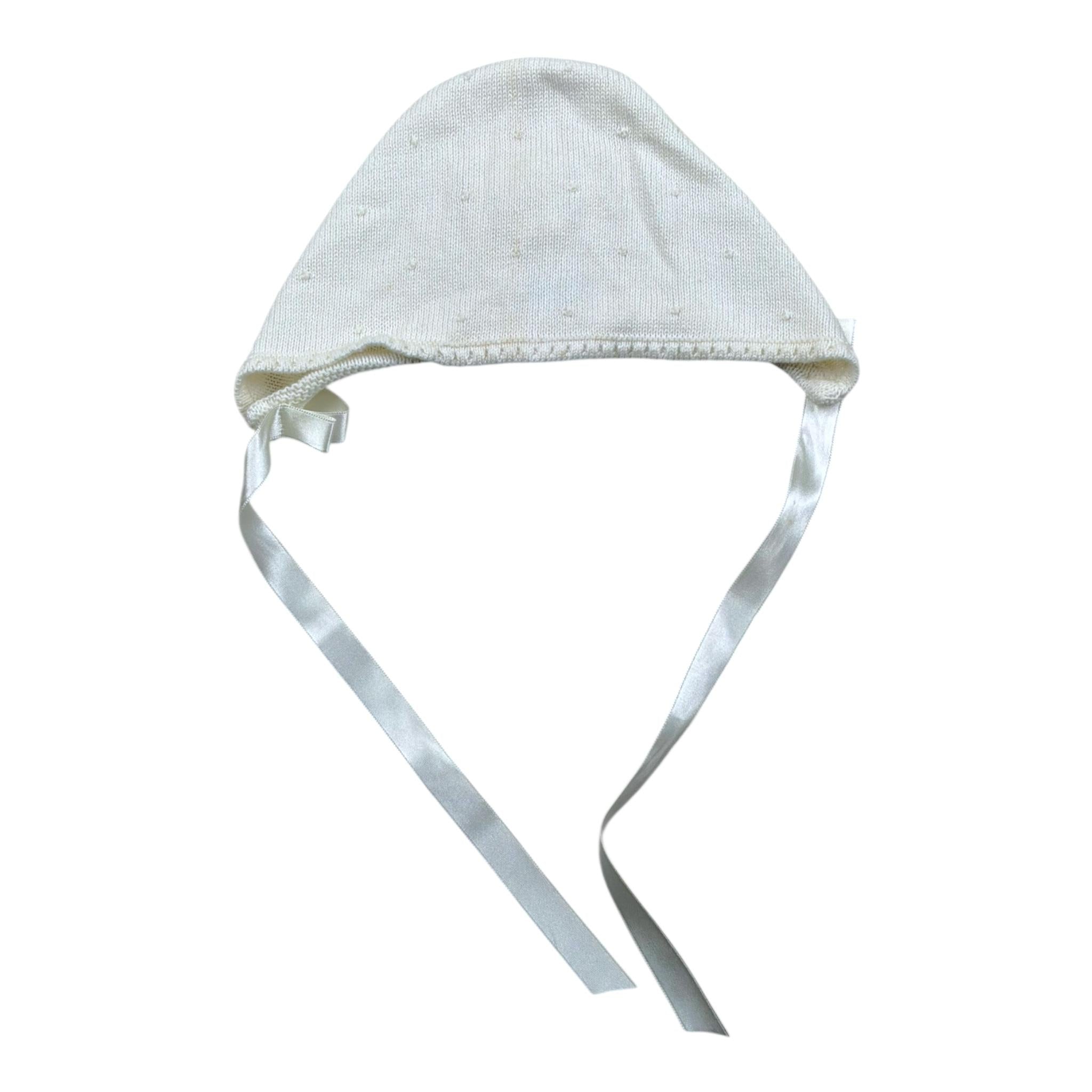 Foque Cappello Tinta Unita con Ricami per Neonato IEIEI PANNA FOQUE 