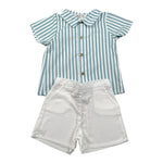 Babidu Completo 2 Pezzi Camicia-Bermuda per Neonato 42403N BAINCO/AZZURRO BABIDU 