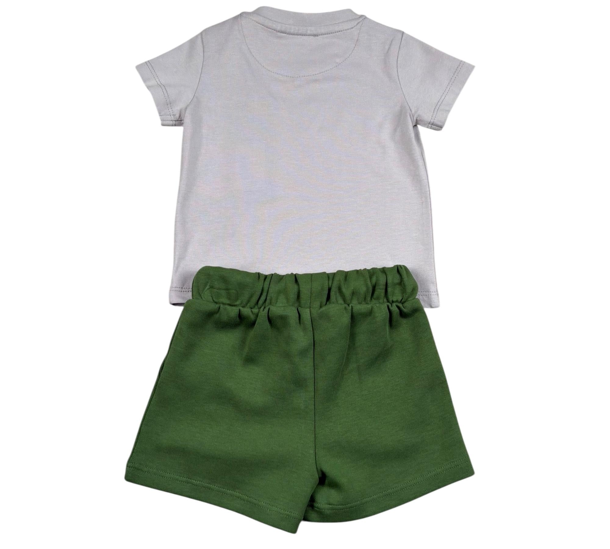 John Richmond Completo 2 Pezzi T-Shirt-Bermuda per Neonato RIP26022CJ GRIGIO/VERDE JOHN RICHMOND 