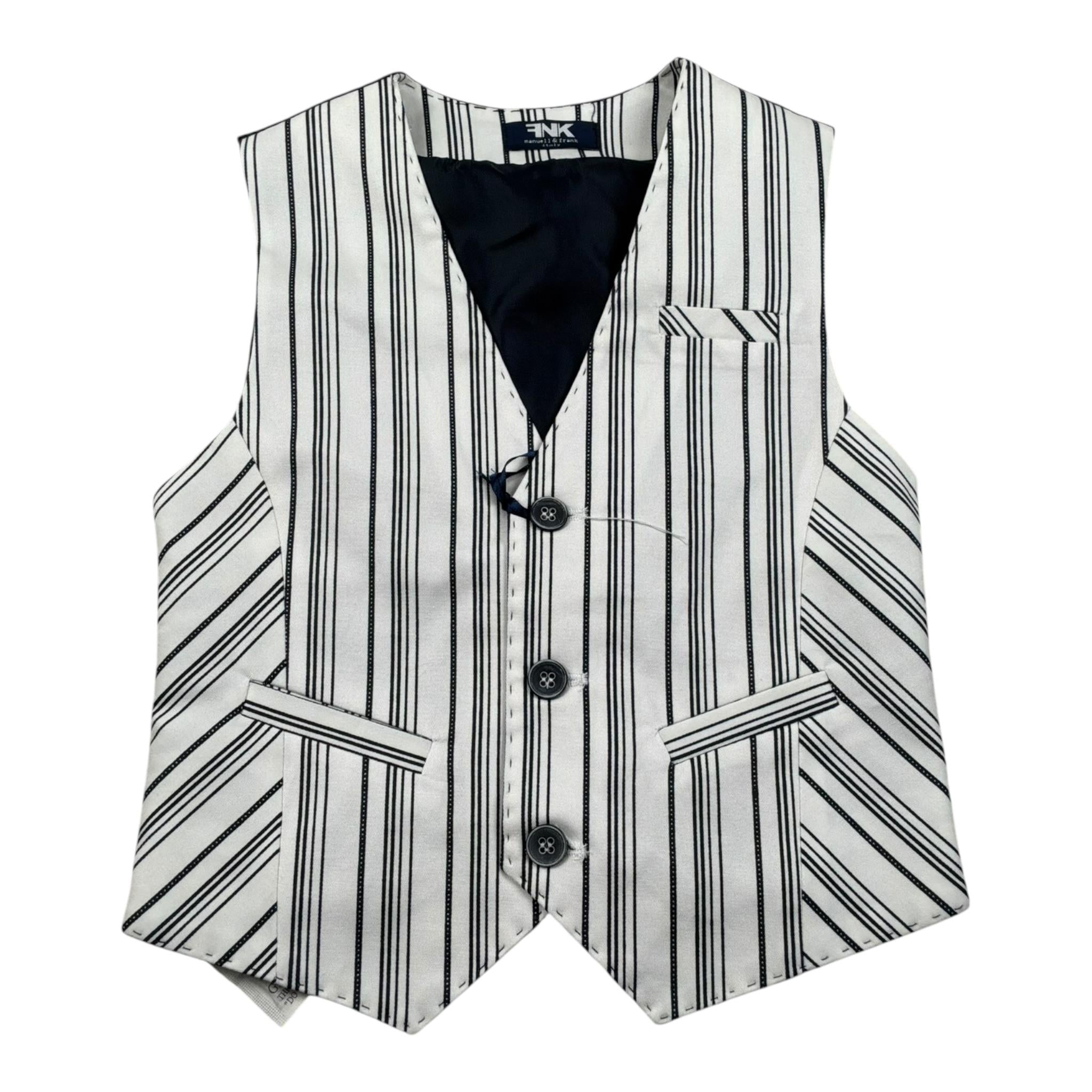 Manuell & Frank Gilet Bicolore Fantasia A Righe per Bambino MF5150B BIANCO/BLU MANUELL & FRANK 