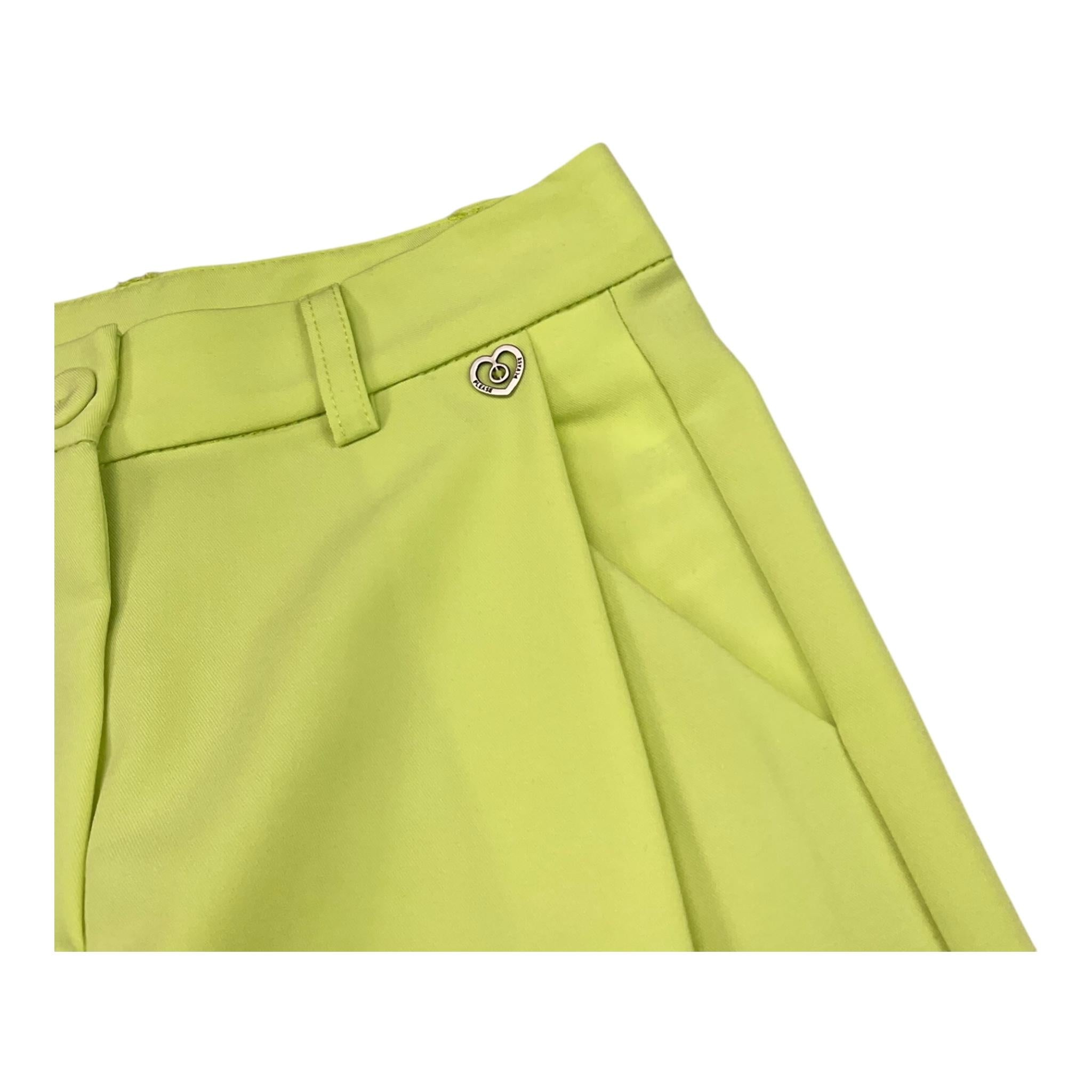 Please Pantalone Tinta Unita Modello A Palazzo per Bambina PHV4132G73 VERDE ACIDO PLEASE 