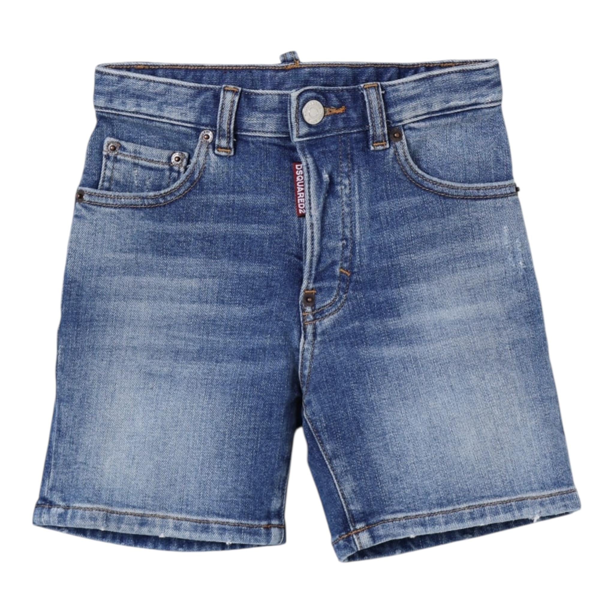 Dsquared2 Bermuda In Denim Tinta Unita per Bambino DQ2838X BLU DSQUARED2 