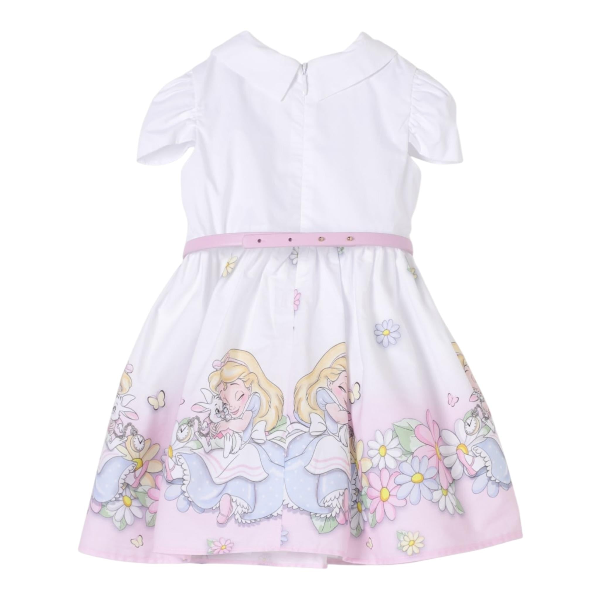 Monnalisa Abito Tinta Unita con Colletto E Stampa per Neonata 31E907XX BIANCO MONNALISA 