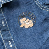 Moschino Camicia In Denim Mezza Manica Tinta Unita per Neonato MUC01K BLU MOSCHINO 