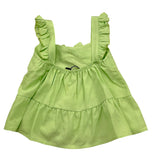 Janice Top Tinta Unita con Balze E Fiocco per Bambina JN802B VERDE JANICE 