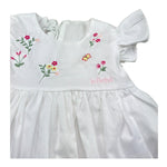 Le Bebe Abito Mezza Manica Tinta Unita con Ricami per Neonata LBG6254 BIANCO LE BEBE 