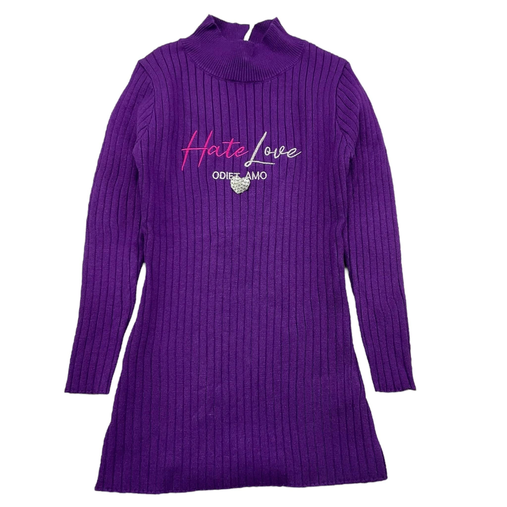 ODI ET AMO maglia manica lunga tinta unita con ricami Viola per Bambina ODJDR15359 VIOLA ODI ET AMO 