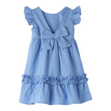 Sarabanda Abito Giromanica Traforato Tinta Unita per Bambina 0B339XX AZZURRO SARABANDA 