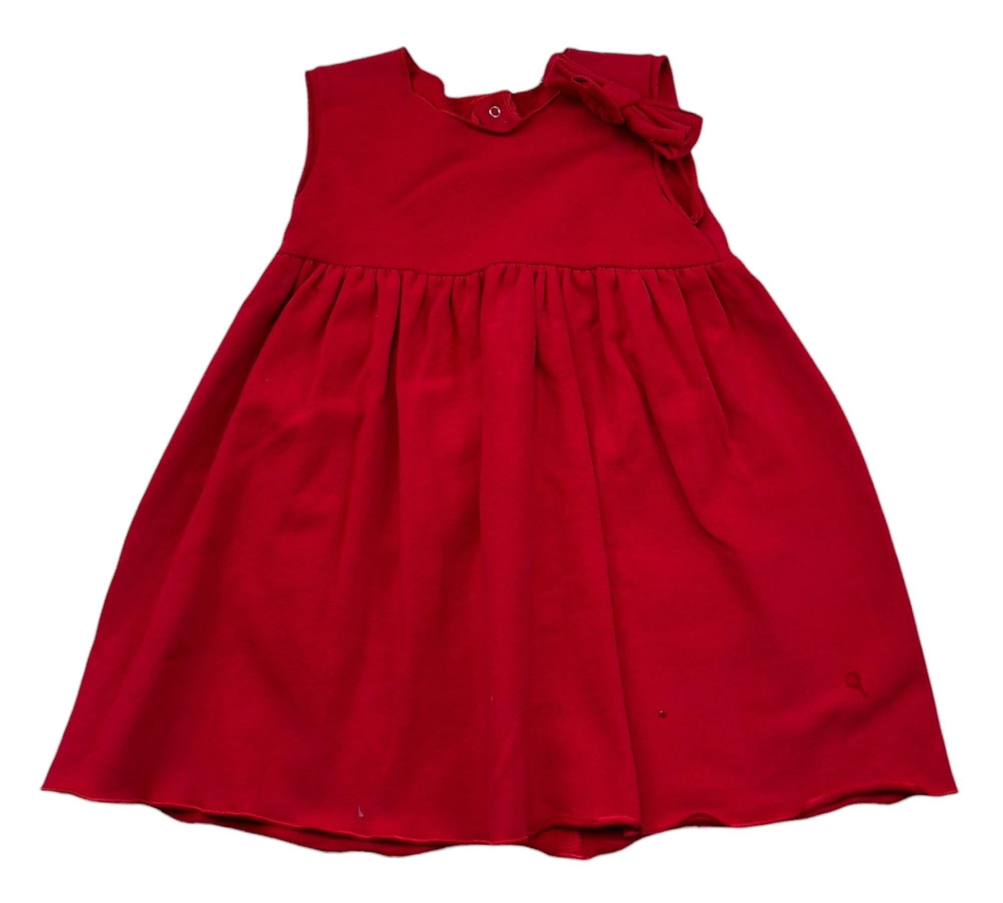 Le Bebe Abito Giromanica Tinta Unita con Fiocco per Neonata LBG0916 ROSSO LE BEBE 