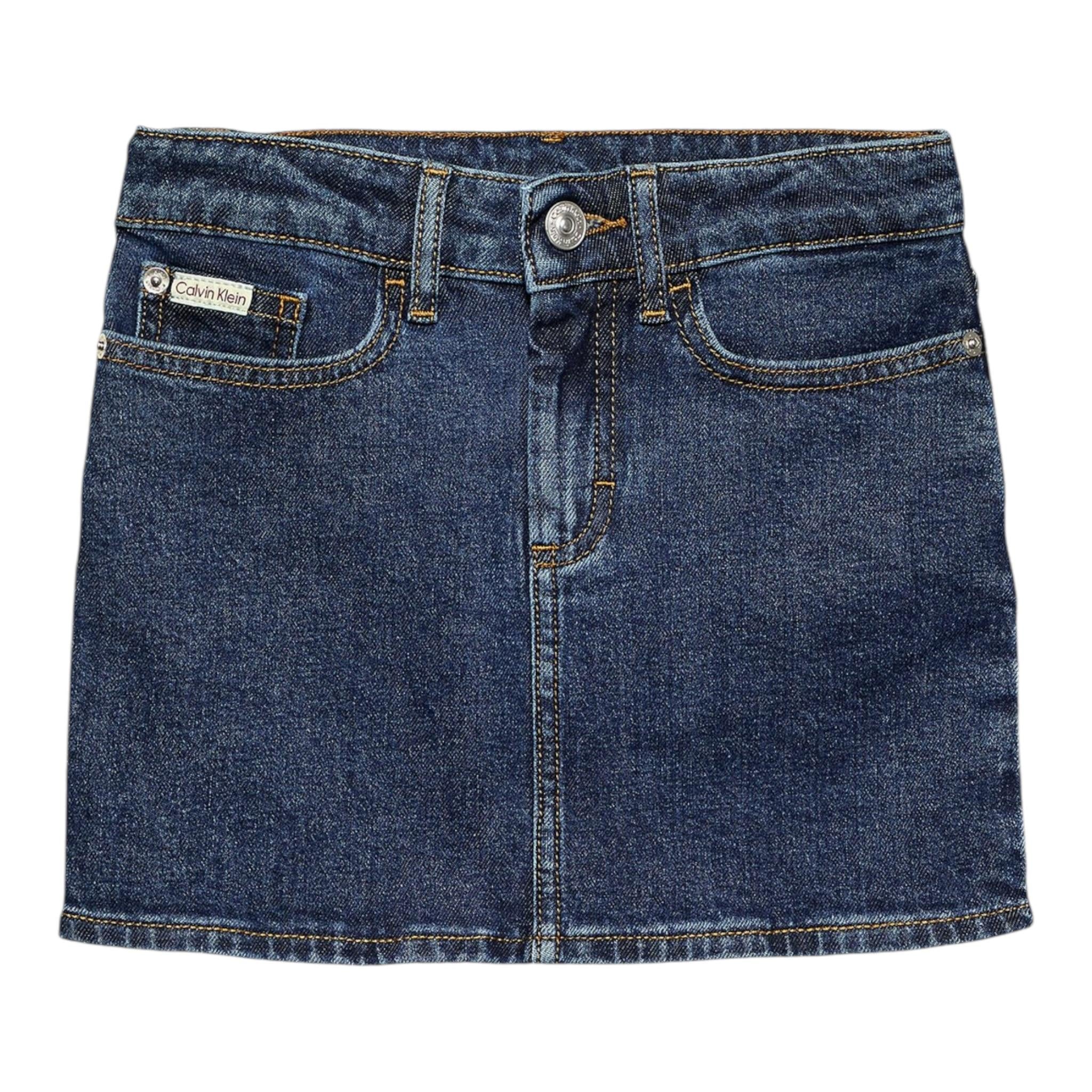 Calvin Klein Gonna In Denim tinta unita con Logo Blu per Bambina IG0IG02717 BLU CALVIN KLEIN 