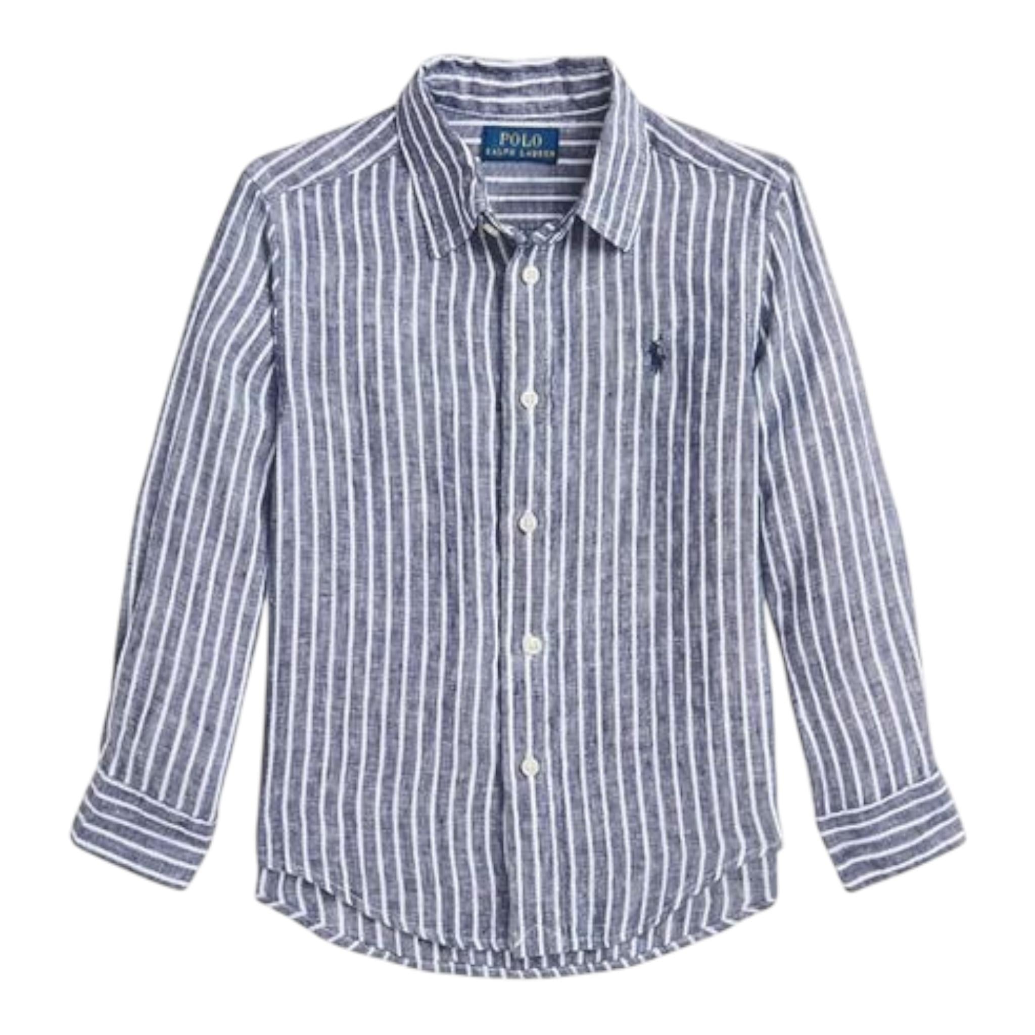Ralph Lauren Camicia Tinta Unita con Fantasia A Righe per Neonato 323962145001N BLU RALPH LAUREN 
