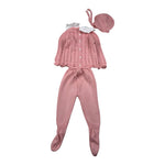 Juliana Completo 3 Pezzi Maglia-Ghettina-Cappello Rosa per Neonata 25029 ROSA JULIANA 