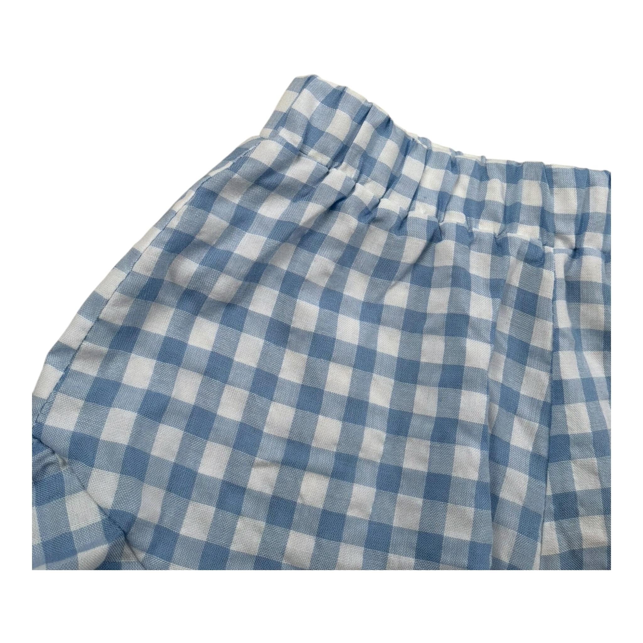 Please Short Fantasia Quadretti Bicolore per Neonata RE13273G71 BIANCO/AZZURRO PLEASE 