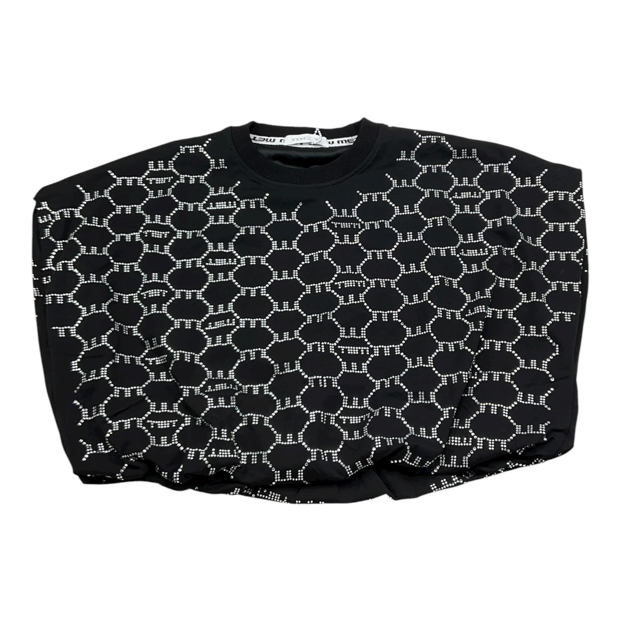 Met Felpa Giromanica Tinta Unita con Brillantini per Bambina ME243 NERO MET 