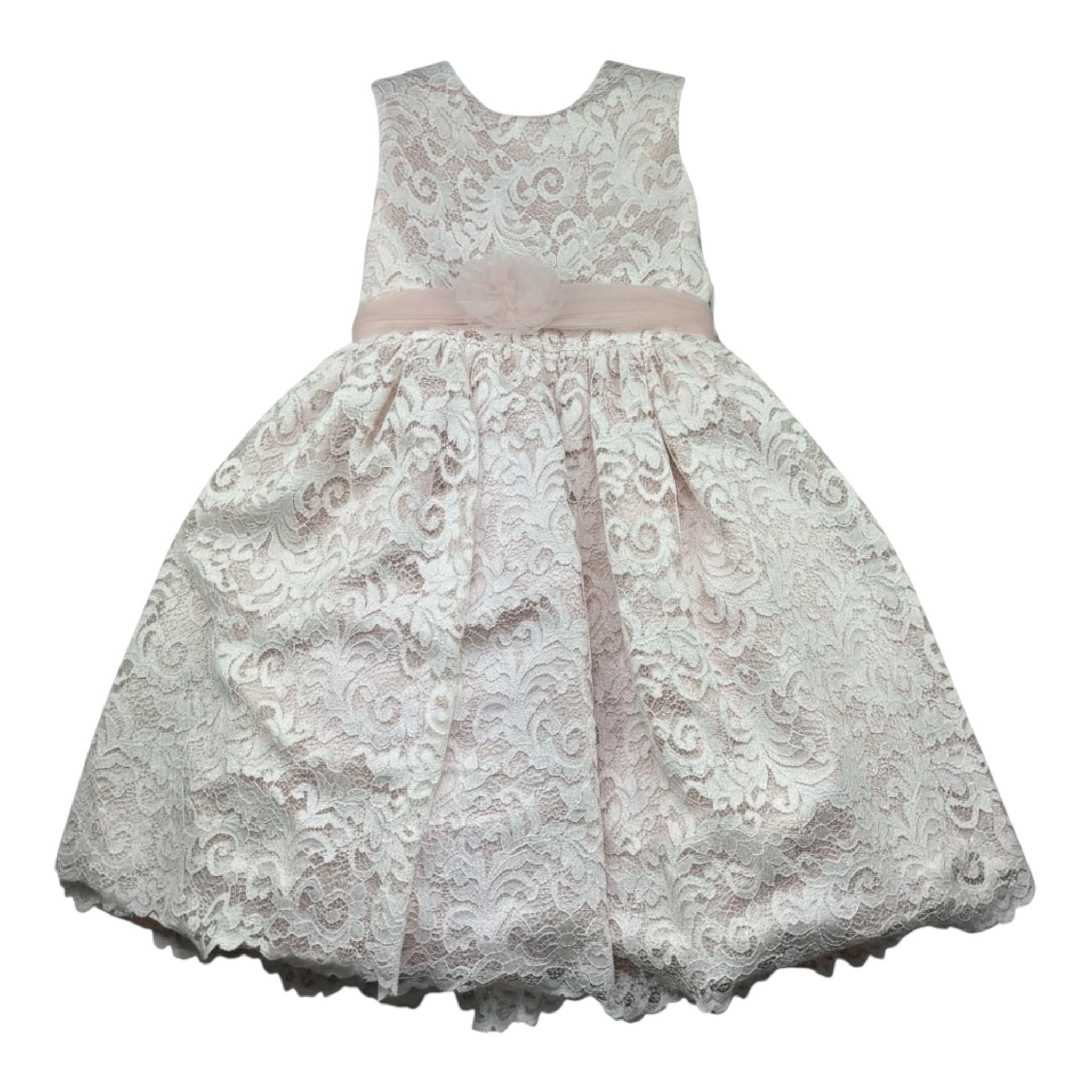 Le Bellissime di Allegra Abito Mezza Manica Tinta Unita con Ricami per Bambina A0435AJ ROSA LE BELLISSIME DI ALLEGRA 