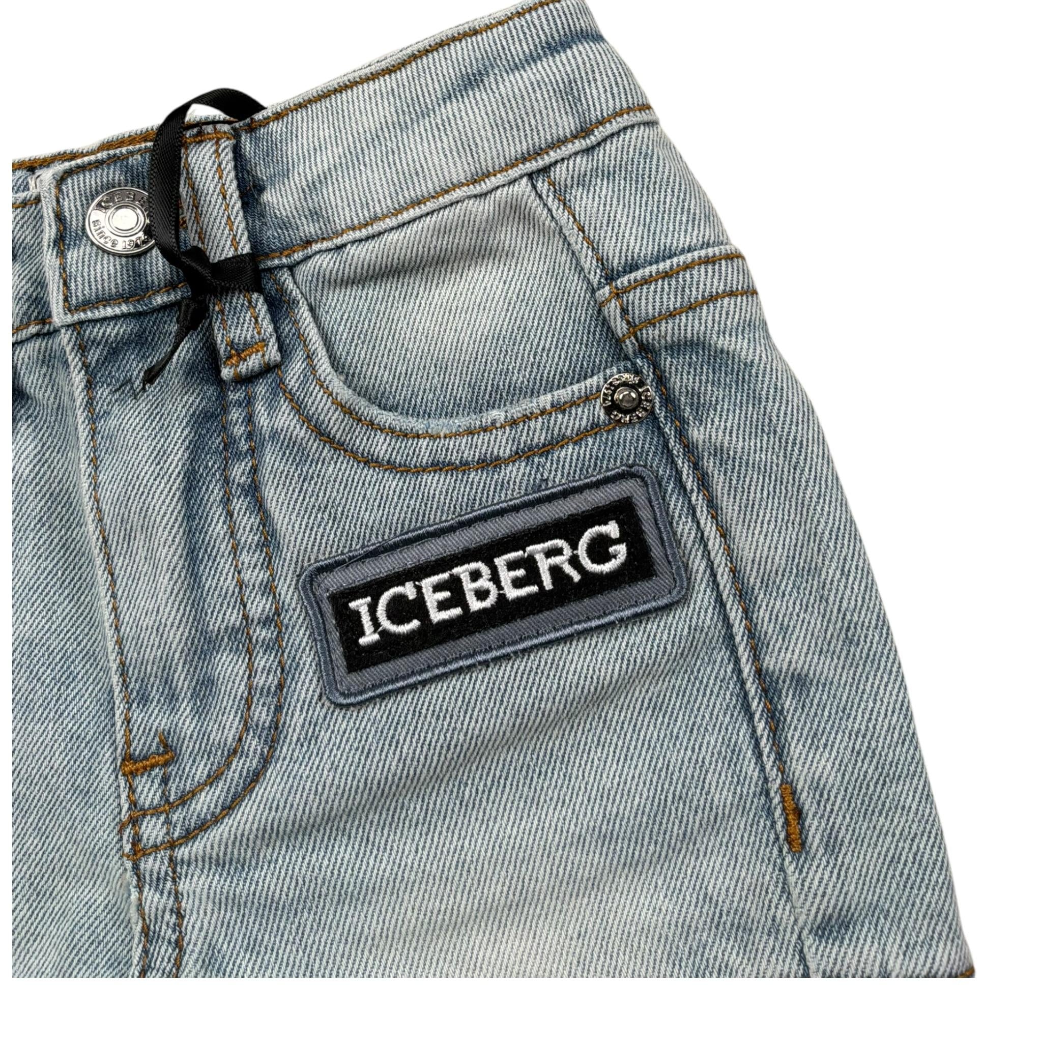 Iceberg Bermuda In Denim Tinta Unita con Girovita Regolabile per Neonato BMICE51008 AZZURRO ICEBERG 